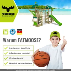 Fatmoose Spielturm Klettergerüst FriendlyFrenzy Mit Schaukel & Rutsche, Kletterturm Mit Sandkasten, Leiter & Spiel-Zubehör – Apfelgrün -Bestintex Geschaft 393260c12855a886896efad7109cc10d 1