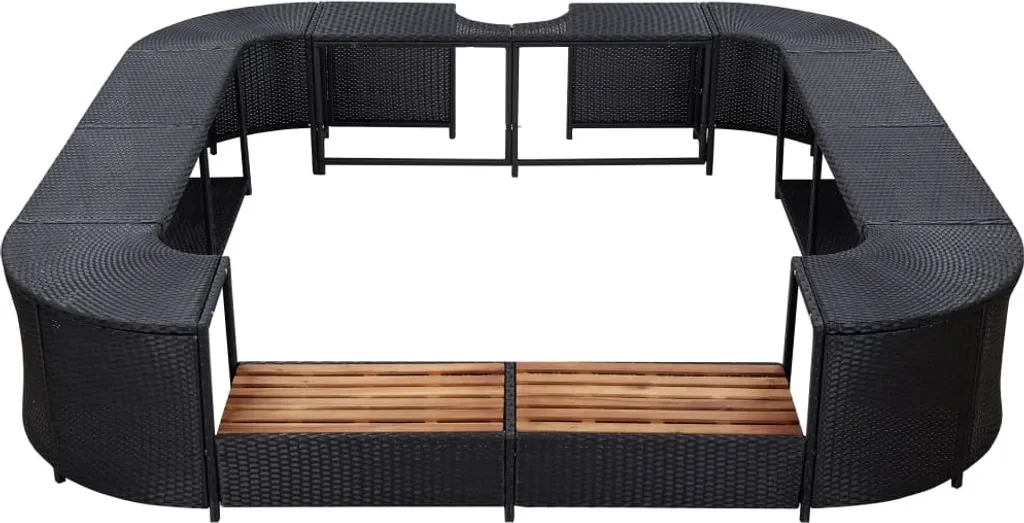 VidaXL Whirlpool-Umrandung Quadratisch Schwarz 268x268x55 Poly Rattan 5 VidaXL Whirlpool-Umrandung Quadratisch Schwarz 268x268x55 Poly Rattan – Bild 3