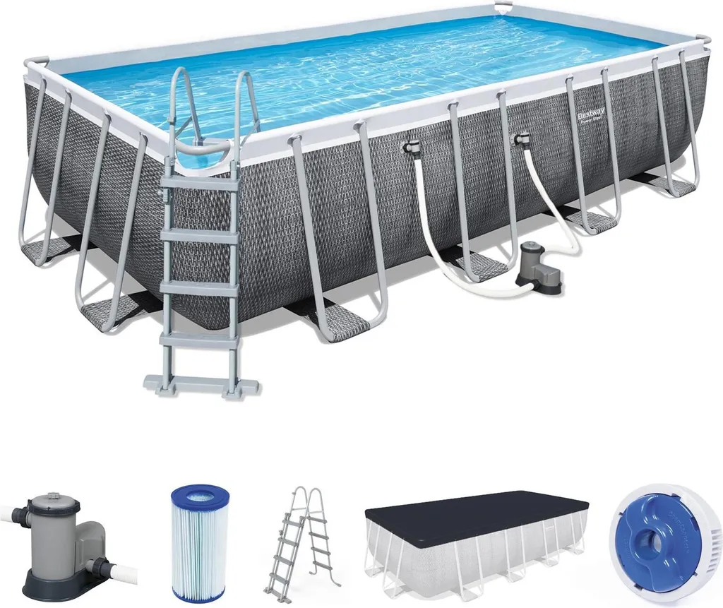 Bestway Power Steel™ Frame Pool Komplett-Set, Eckig, Mit Filterpumpe, Sicherheitsleiter & Abdeckplane 549 X 274 X 122 Cm, Schwimmbecken, Schwimmen, Pools 17 Bestway Power Steel™ Frame Pool Komplett-Set, Eckig, Mit Filterpumpe, Sicherheitsleiter & Abdeckplane 549 X 274 X 122 Cm, Schwimmbecken, Schwimmen, Pools – Bild 15