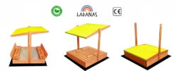 Ladanas® Sandkasten Holz Mit Faltbaren Bänken & Verstellbarem Dach, UV50, Sandkiste & Sonnendach 140 X 140 Gelb -Bestintex Geschaft 3c10e0bdb79e1cdb1d2bc7cdcead44c1