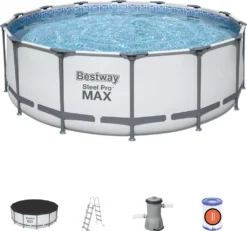 Bestway Steel Pro Max™ Frame Pool Komplett-Set, Rund, 427x122cm, 5612X -Bestintex Geschaft 3c5b38aad979577d8e8494bd3bfdcc5c