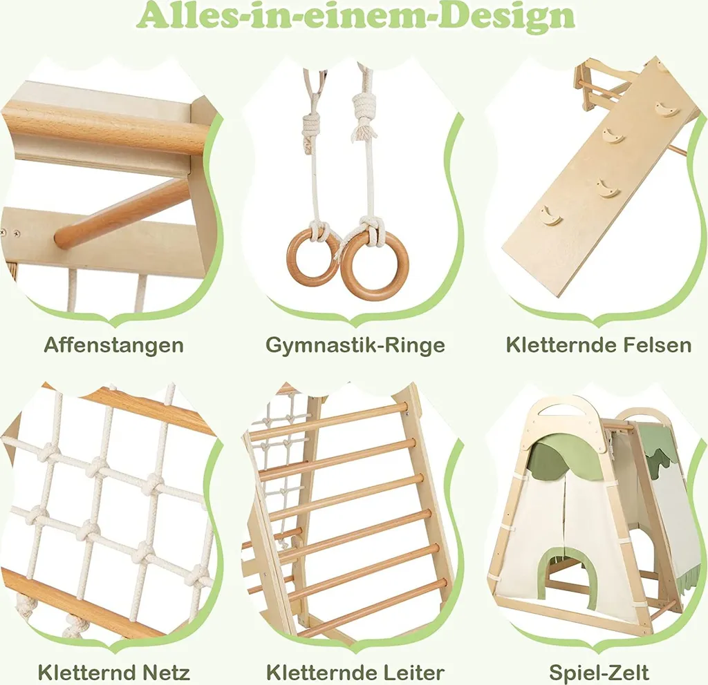 COSTWAY 6 In 1Kletterspielzeug Set, Indoor-Klettergerüst Mit Zelt, Rutsche, Turnringen, Kletternetz Und Kletterleiter, Für Kinder Kleinkinder Ab 3 Jahr 5 COSTWAY 6 In 1Kletterspielzeug Set, Indoor-Klettergerüst Mit Zelt, Rutsche, Turnringen, Kletternetz Und Kletterleiter, Für Kinder Kleinkinder Ab 3 Jahr – Bild 3