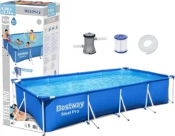 Bestway 56424 Rechteckig Aufstellpool Schwimmbad Steel Pro 400x211x81 CmGestalten: Rechteckig, Maße: 4 - 4,99 M, Filterpumpe: 58381 -Bestintex Geschaft 3ce986a48c820dd7da0ff343c800ddcb