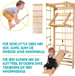 Physionics® Sprossenwand Set - Für Kinder/Erwachsene, Inkl. Klimmzugstange/Ringe/Trapez/Schrägbrett/Strickleiter, Aus Holz, Bis 100kg 19 Physionics® Sprossenwand Set - Für Kinder/Erwachsene, Inkl. Klimmzugstange/Ringe/Trapez/Schrägbrett/Strickleiter, Aus Holz, Bis 100kg -Bestintex Geschaft 3dbe4fa90c420952ea41119d5944d82b