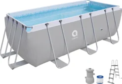 Avenli® Frame Rectangular Pool Set 400 X 207 X 122 Cm, Aufstellpool, Reckteckig, Mit Pumpe, Grau