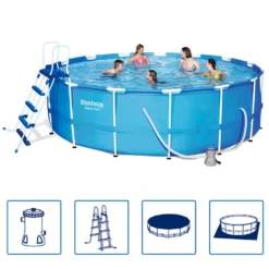 Bestway Steel Pro Max™ Frame Pool Komplett-Set, Rund, Mit Filterpumpe, Sicherheitsleiter & Abdeckplane 457 X 122 Cm -Bestintex Geschaft 3e308ffcfa4cbcb24cf740acae3e1fbf