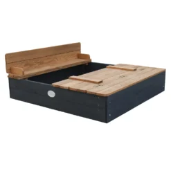 AXI Sandkasten Ella Aus Holz Mit Deckel | Sand Kasten Mit Sitzbank & Abdeckung Für Kinder In Anthrazit & Braun | 100 X 95 Cm -Bestintex Geschaft 3e803ffd95f2b0eb77d7e8b872fb2be2