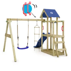 WICKEY Spielturm Klettergerüst TinyPlace Mit Schaukel & Rutsche, Kletterturm Mit Sandkasten, Leiter & Spiel-Zubehör - Blau -Bestintex Geschaft 3f0f331bedde4cc6202875a5eee57142