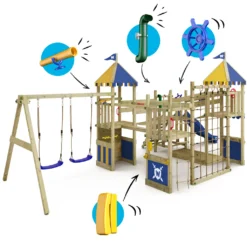 WICKEY Spielturm Ritterburg Smart Queen Mit Schaukel & Rutsche, Spielhaus Mit Sandkasten, Kletterleiter & Spiel-Zubehör - Blau 14 WICKEY Spielturm Ritterburg Smart Queen Mit Schaukel & Rutsche, Spielhaus Mit Sandkasten, Kletterleiter & Spiel-Zubehör - Blau -Bestintex Geschaft 3ff6119705d5681ea4d5410464e25b71
