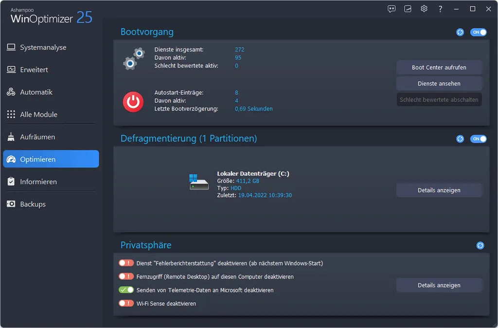 Ashampoo WinOptimizer 25 - 3 USER Lizenz - System Tuning Für Windows 11 Ashampoo WinOptimizer 25 - 3 USER Lizenz - System Tuning Für Windows – Bild 9