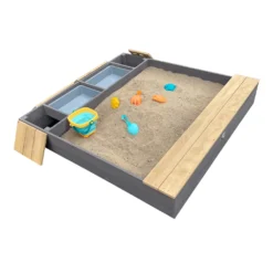 AXI Evy Sandkasten Aus Holz Mit Wasserbehälter, Sitzbank & Stauraum | Sandbox Für Kinder In Grau & Braun Mit Abdeckung & Plane | 119 X 117 Cm -Bestintex Geschaft 4262b3d60f498437a23dd0c680dc0d20