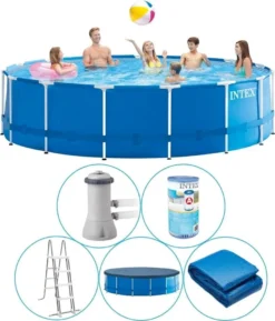 Intex Anbau-Pool Metal Frame Mit Zubehör Ø457 X 122 Cm Blau -Bestintex Geschaft 4345a1702feaa90310105281987405f4