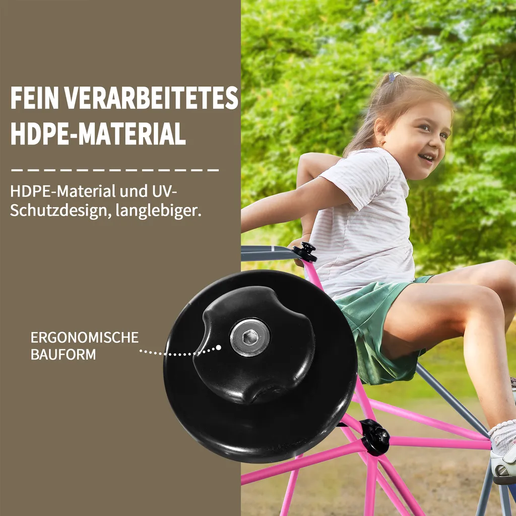 Merax 8FT Klettergerüst Ø 244cm Kletterkuppel Kinder Kletterleiter, Klettergerüst Mit Hängematte, 375 Kg Belastbar, Rosa-Schwarz 4 Merax 8FT Klettergerüst Ø 244cm Kletterkuppel Kinder Kletterleiter, Klettergerüst Mit Hängematte, 375 Kg Belastbar, Rosa-Schwarz – Bild 2