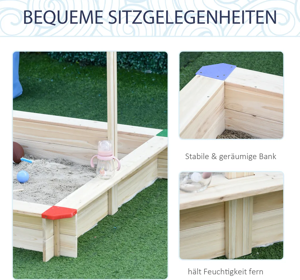 Outsunny Sandkasten Mit Dach Sandkiste Kindersandkasten Tannenholz Bodenloses Design Felix Mit Absenkbarem Und Schwenkbarem Dach Kurbeldach 120 X 120 X 120 Cm Natur 8 Outsunny Sandkasten Mit Dach Sandkiste Kindersandkasten Tannenholz Bodenloses Design Felix Mit Absenkbarem Und Schwenkbarem Dach Kurbeldach 120 X 120 X 120 Cm Natur – Bild 6