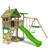 FATMOOSE Spielturm Klettergerüst JungleJumbo Mit Schaukel & Rutsche, Kletterturm Mit Sandkasten, Leiter & Spiel-Zubehör - Apfelgrün -Bestintex Geschaft 481fb3f70dd6a8fadb2183766e6191fd
