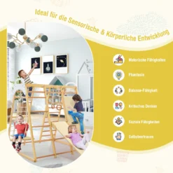 COSTWAY 8 In 1 Kletterspielzeug Set, Inkl. Klettergerüst, Turnringen, Kletterleiter, Rutsche, Strickleiter, Kletterfels, Kletternetz, Schaukel Und Zeichentafel, Für Kleinkinder Ab 3 Jahren (Natur) -Bestintex Geschaft 48f7911704253859b289ef6e0d219da9