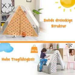 COSTWAY 5 In 1 Kletterdreieck Spielzelt, Kinderspielzelt Mit Kletterwand, Tafel Zum Malen, Basketballkorb, Fußballtor Und Ringen, Indoor Klettergerüst Spielzeug, Multifunktionales Kletterspielzeug -Bestintex Geschaft 4b0cd6531df70a7493955c17f26bb6ee