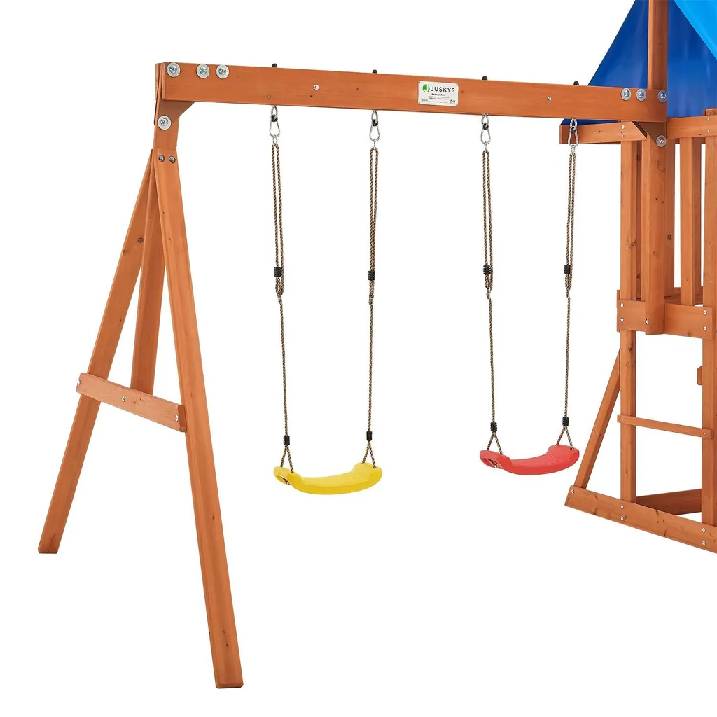 Juskys Spielturm Yannis – Klettergerüst Für Kinder Mit Rutsche, Schaukeln, Kletterwand & Zubehör – Kletterturm Für Outdoor Aus Holz Ab 3 Jahren 11 Juskys Spielturm Yannis – Klettergerüst Für Kinder Mit Rutsche, Schaukeln, Kletterwand & Zubehör – Kletterturm Für Outdoor Aus Holz Ab 3 Jahren – Bild 9