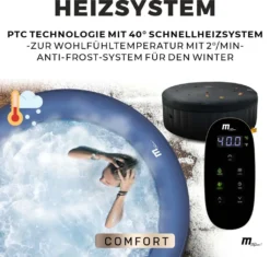 Miweba MSpa Whirlpool Comfort Bergen C-BE041 - Indoor & Outdoor-Whirlpool (Anthrazit/Blau) - Aufblasbar - 4 Personen - UV-C Filter - Anti-Frost-System - Verschließbare Poolabdeckung -Bestintex Geschaft 504555b29ea1315cec5be7aac7dd59d0