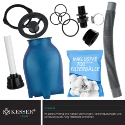 KESSER® Sandfilter Sandfilteranlage + 700g Filterbälle Ersetzen 25kg Filtersand- Poolfilter 10 M³/h Filteranlage Filterkessel Für Pool Schwimmbecken 4-Wege Ventil , Einfache Steuerung, Farbe:Blau -Bestintex Geschaft 5481ab731a1f40baa3b5dad89b01b87e