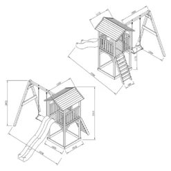 AXI Beach Tower Spielturm Aus Holz In Weiß & Grau | Spielhaus Für Kinder Mit Hellgrüner Rutsche, Schaukel Und Sandkasten | Stelzenhaus Für Den Garten -Bestintex Geschaft 55a6a21030aee450a0f52964adec9864