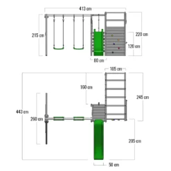 FATMOOSE Klettergerüst Spielturm ActionArena Mit Schaukel & Rutsche, Gartenspielgerät Mit Leiter & Spiel-Zubehör - Apfelgrün -Bestintex Geschaft 5741520b53c78a8d89e6ab573b98b177