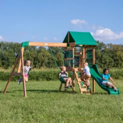 Backyard Discovery Spielturm Buckley Hill Aus Holz | XXL Spielhaus Für Kinder Mit Rutsche, Schaukel Und Kletterleiter | Stelzenhaus Für Den Garten -Bestintex Geschaft 582c43c01d06681147e43d120dbebaca