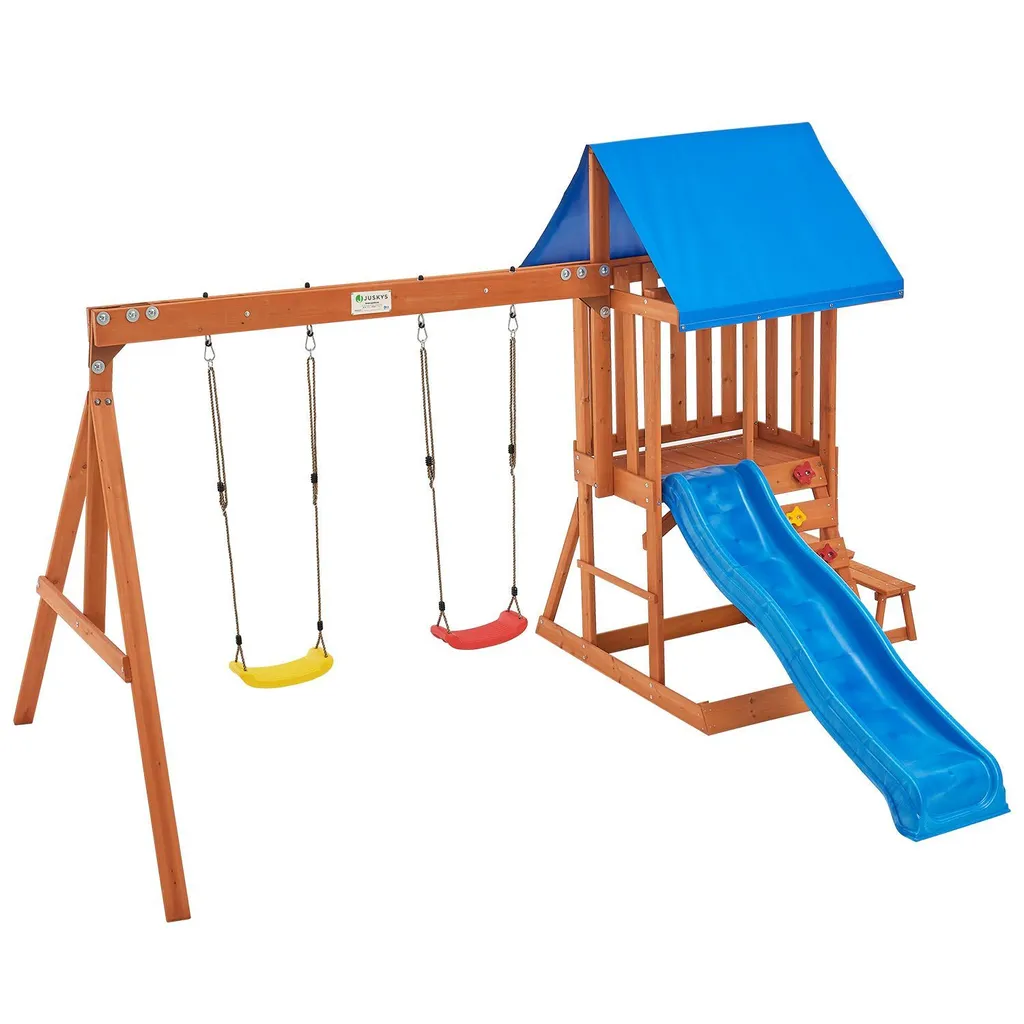 Juskys Spielturm Yannis – Klettergerüst Für Kinder Mit Rutsche, Schaukeln, Kletterwand & Zubehör – Kletterturm Für Outdoor Aus Holz Ab 3 Jahren 8 Juskys Spielturm Yannis – Klettergerüst Für Kinder Mit Rutsche, Schaukeln, Kletterwand & Zubehör – Kletterturm Für Outdoor Aus Holz Ab 3 Jahren – Bild 6
