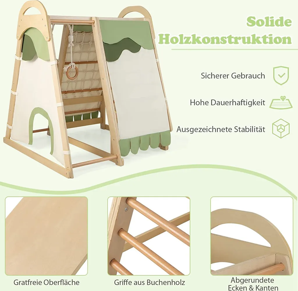 COSTWAY 6 In 1Kletterspielzeug Set, Indoor-Klettergerüst Mit Zelt, Rutsche, Turnringen, Kletternetz Und Kletterleiter, Für Kinder Kleinkinder Ab 3 Jahr 8 COSTWAY 6 In 1Kletterspielzeug Set, Indoor-Klettergerüst Mit Zelt, Rutsche, Turnringen, Kletternetz Und Kletterleiter, Für Kinder Kleinkinder Ab 3 Jahr – Bild 6