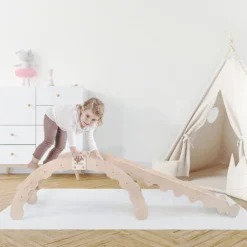 MAMOI® Kletterbogen Mit Rutsche, Kletterdreieck, Baby Klettern, Regenbogenwippe Aus Holz, Holzbogen Für Kinder, Rutschbrett Für Spielplatz, Klettergerüst Indoor Ab 1/2/3 Jahre -Bestintex Geschaft 5acf4bdb618353026df0841890cfa503
