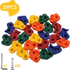 EINFEBEN 25 St. Kinder Klettergriffe Klettersteine Klettergerüste , Belastbar Bis 200 Kg Für Kletterwand Spielturm, Inklusive Befestigungsmaterial, Verschiedene