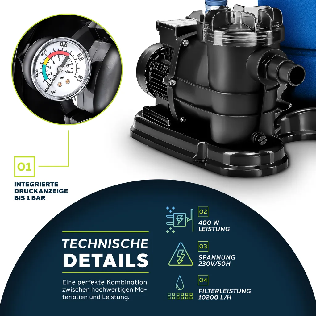 Tillvex Sandfilteranlage Mit Pumpe Blau Filteranlage Sandfilter Filterkessel Pool Filterpumpe Poolfilter 6 Tillvex Sandfilteranlage Mit Pumpe Blau Filteranlage Sandfilter Filterkessel Pool Filterpumpe Poolfilter – Bild 4