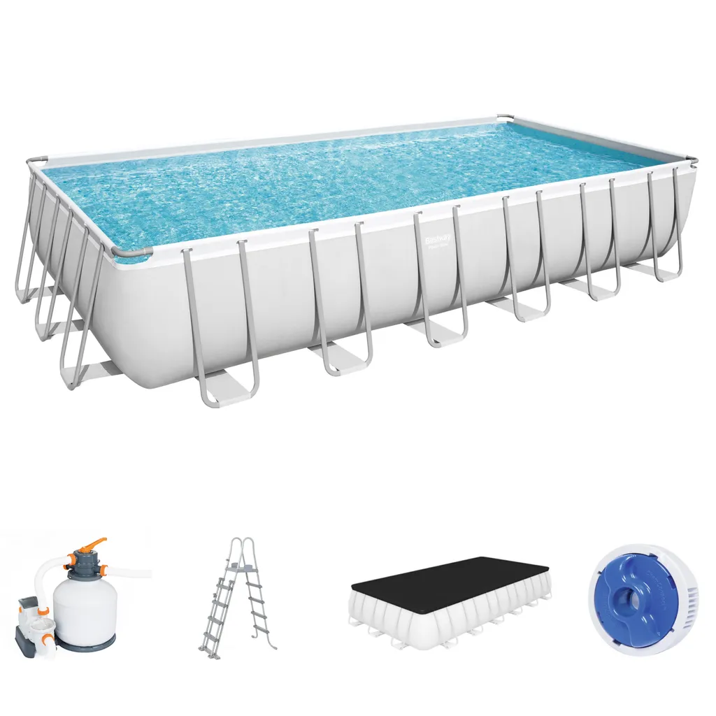 Bestway Power Steel™ Frame Pool Komplett-Set, Eckig, Mit Sandfilteranlage, Sicherheitsleiter & Abdeckplane 732 X 366 X 132 Cm 7 Bestway Power Steel™ Frame Pool Komplett-Set, Eckig, Mit Sandfilteranlage, Sicherheitsleiter & Abdeckplane 732 X 366 X 132 Cm – Bild 5