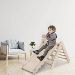 MAMOI® Klettergerüst Indoor, Kletterdreieck Mit Rutsche Aus Holz, Baby Kinder Klettern, Kletterturm Mit Rutschbrett, Kletterbogen Mit Kinderrutsche, Holzbogen Für Spielplatz Ab 1/2/3 Jahre -Bestintex Geschaft 5f544333b01184b2195b8526dfafcbfd