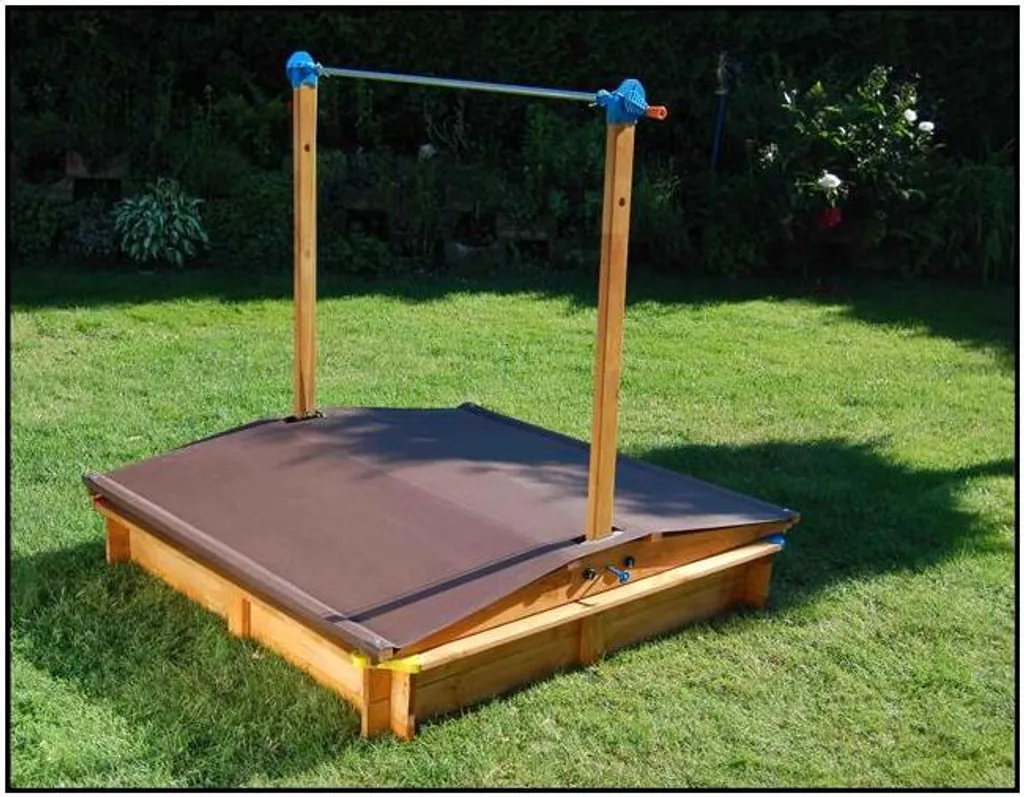 GASPO Holz Sandkasten 140 X 140 Cm Mit Absenkbarem Dach 5 GASPO Holz Sandkasten 140 X 140 Cm Mit Absenkbarem Dach – Bild 3