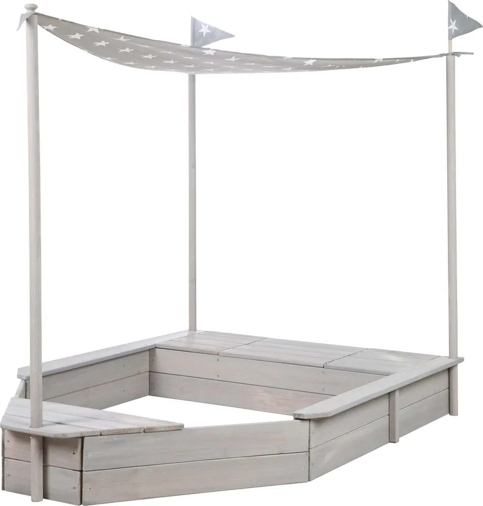 Roba Sandkasten-Schiff, Kinder-Outdoor-Sandkasten Aus Wetterfestem Massivholz, Inkl. Sonnendach 9 Roba Sandkasten-Schiff, Kinder-Outdoor-Sandkasten Aus Wetterfestem Massivholz, Inkl. Sonnendach – Bild 7