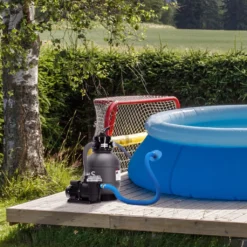 AREBOS Sandfilteranlage Mit Pumpe | 400W | 10.200 L/h | Tankvolumen Bis Zu 20 Kg Sand | 7 - Wege Ventil Mit Griff | Mit Druckmanometer | Inkl. 1400g Filterbälle | Inkl. 2m Schlauch | Grau -Bestintex Geschaft 5ff2b10364c797b989949379a45022a1