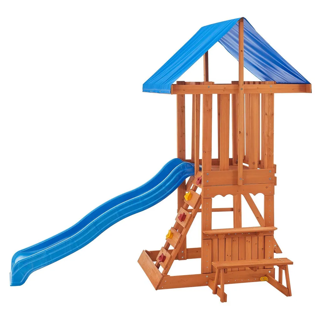 Juskys Spielturm Yannis – Klettergerüst Für Kinder Mit Rutsche, Schaukeln, Kletterwand & Zubehör – Kletterturm Für Outdoor Aus Holz Ab 3 Jahren 9 Juskys Spielturm Yannis – Klettergerüst Für Kinder Mit Rutsche, Schaukeln, Kletterwand & Zubehör – Kletterturm Für Outdoor Aus Holz Ab 3 Jahren – Bild 7