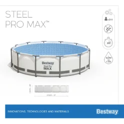 Bestway® Steel Pro MAX™ Aufstellpool Komplett-Set Mit Filterpumpe Ø 396 X 122 Cm, Lichtgrau, Rund -Bestintex Geschaft 62aed7d38b46bd7c04f463d599caf1e6
