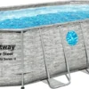 Bestway® Power Steel™ Swim Vista Series™ Frame Pool Komplett-Set Mit Filterpumpe 549 X 274 X 122 Cm, Steinwand-Optik (Cremegrau), Oval -Bestintex Geschaft 66bb8408a744f3b412db44674b5f96b2