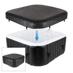 ECD Germany Aufblasbarer Whirlpool In-Outdoor Für 4 Personen, 100 Massagedüsen, LED-Display, 150x150 Cm, 600L, Extra-Zubehör, Seifenblase Jacuzzi Spa Pool Massage Heizung Wellness, Für Garten/Terrasse -Bestintex Geschaft 67c648cae111b39e26cee2e9c5988c40