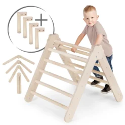 MAMOI® Klettergerüst Indoor, Kletterdreieck Aus Holz, Baby Kinder Klettern, Kletterturm, Kletterbogen, Holzbogen Für Spielplatz Ab 1/2/3 Jahre