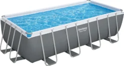 Bestway® Power Steel™ Frame Pool Komplett-Set Mit Filterpumpe 488 X 244 X 122 Cm, Grau, Eckig