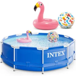 Intex 305x76 Cm Prism Metal Frame Swimming Pool Schwimmbecken 28200 Mit Extra-Zubehör Wie: Schwimmreifen Und Strandball