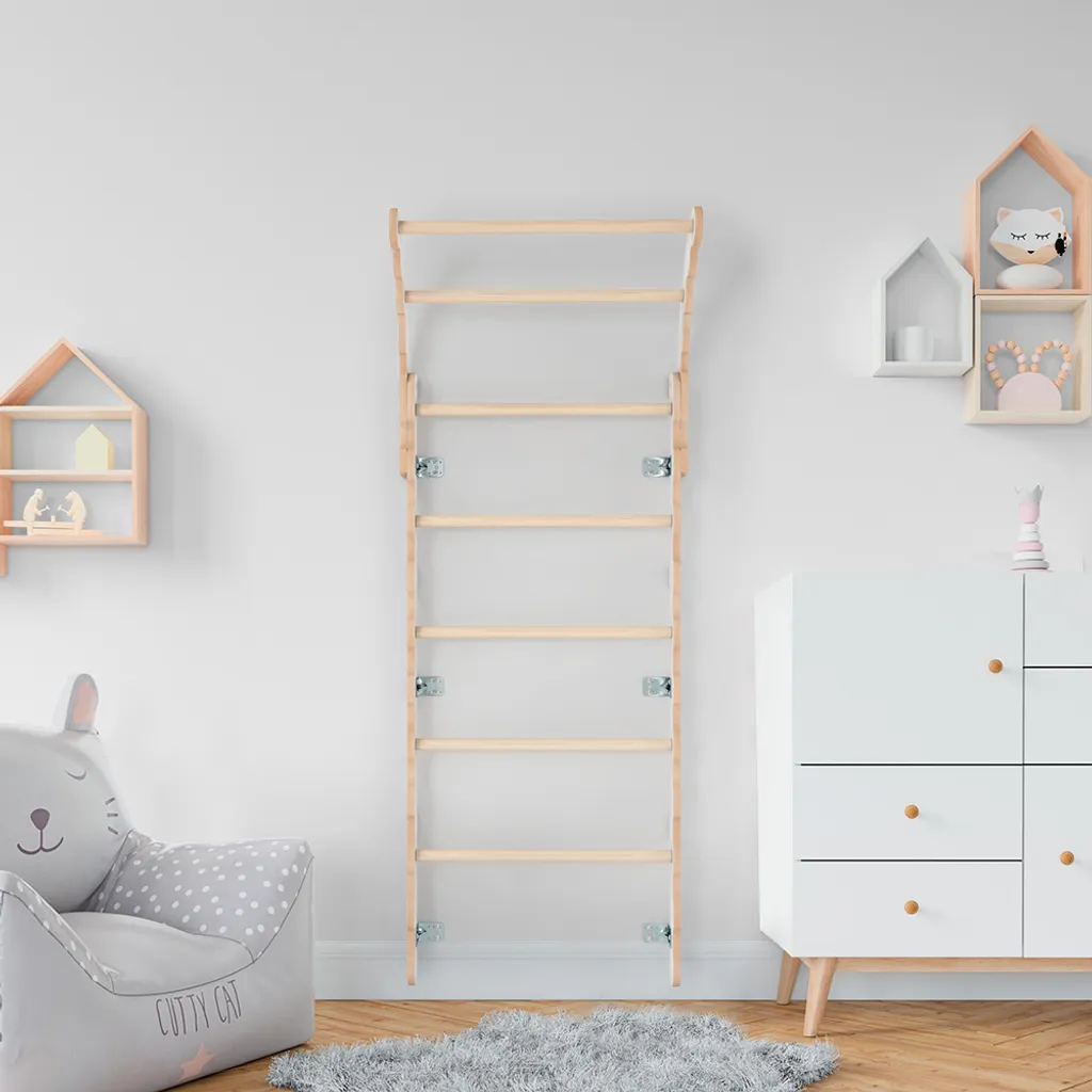 MAMOI® Klettergerüst Indoor, Sprossenwand Für Kinderzimmer, Kletterwand Und Spielgeräte, Midi Turngeräte Mit Klimmzugstange Für Drinnen, Sportgeräte Ab 3 Jahren 6 MAMOI® Klettergerüst Indoor, Sprossenwand Für Kinderzimmer, Kletterwand Und Spielgeräte, Midi Turngeräte Mit Klimmzugstange Für Drinnen, Sportgeräte Ab 3 Jahren – Bild 4