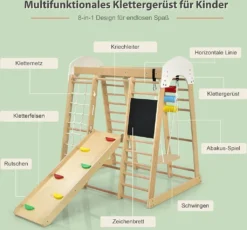 COSTWAY 8 In 1 Kletterspielzeug Set Inkl. Leiter Rutsche Schaukel Klettergerüst Kletternetz Krabbelleiter Abakus Und Zeichentafel Für Kleinkinder Ab 3 Jahren -Bestintex Geschaft 71daafd175ce5be6cb08318613971352