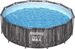 Bestway® Steel Pro MAX™ Frame Pool-Set Mit Filterpumpe Ø 366 X 100 Cm, Holz-Optik (Mooreiche), Rund -Bestintex Geschaft 72a8b8eb23b210147bccd58fc4e95dbf