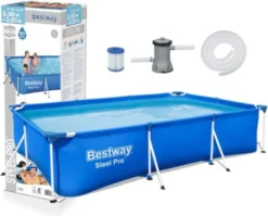 BESTWAY 56411 Steel Pro Frame Swimmingpool Filterpumpe Rechteckig 300x201x66cm