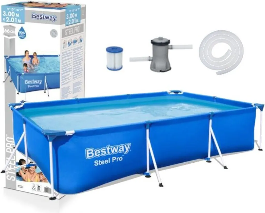 BESTWAY 56411 Steel Pro Frame Swimmingpool Filterpumpe Rechteckig 300x201x66cm 3 BESTWAY 56411 Steel Pro Frame Swimmingpool Filterpumpe Rechteckig 300x201x66cm