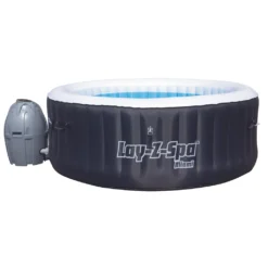 Bestway Whirlpool Lay-Z-Spa Miami | 4 Personen | 81 Massageluftdüsen | Automatisch Aufblasbar | 180x66 Cm | Schwarz/türkis | Abdeckung | Indoor Outdoor